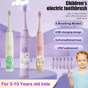 Electric Toothbrush For Kids 4 Modes Battery Toddler Operated Silicone Baby IPX7 - Picture 1 of 24