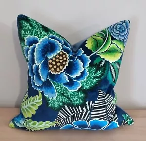 Designers Guild Rose De Damas Velours Indigo Fabric Cushion Cover 45x45 cm - Picture 1 of 3