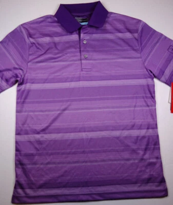 Camisa Polo PGA TOUR Para Hombre Rayas Púrpura Pak Choi Performance Elastizada Pequeña S Foto 1 de 2