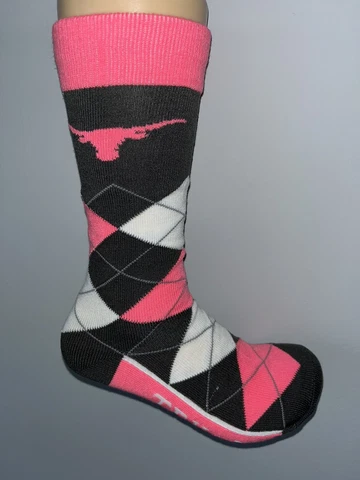 TEXAS LONGHORNS COLLEGE MENS LOGO ARGYLE LINEUP CREW PINK DRESS SOCKS LARGE Q Cover