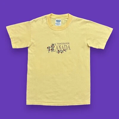 Винтажная канадская рубашка Vancouver с вышивкой в виде цветка 90-е y2k желтая маленькая - Изображение 1 из 4