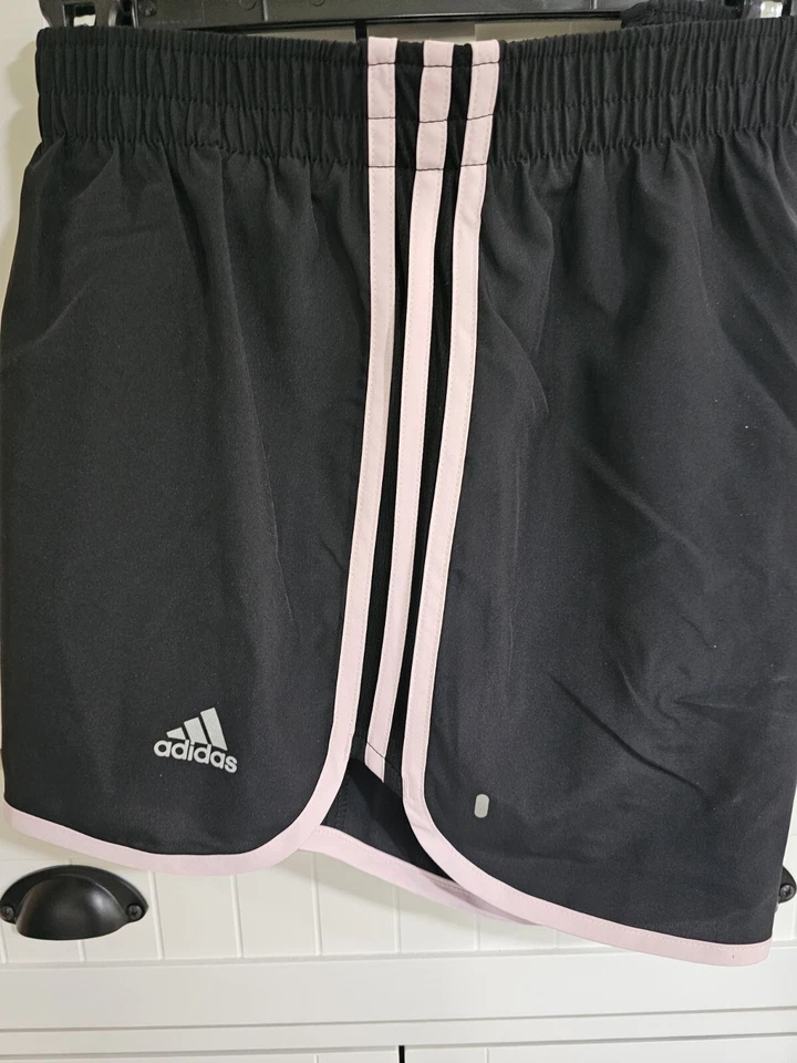 Pantalones Cortos para Correr Adidas M20 para Mujer Nuevos Talla XL 3" Negro Rosa Rayas Foto 1 de 1