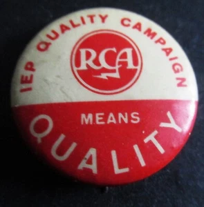 Radio Corporation of America RCA Means Quality 7/8" Celluloid Pinback Button - Picture 1 of 2