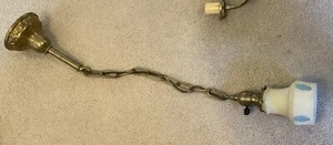 Pat July 6 1909 Brass Hanging Ceiling Light Fixture 32" "F" Brand Rewired - Picture 1 of 4