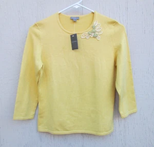 ANN TAYLOR Womens yellow sequin sweater blouse NEW size S Petite Silk - Picture 1 of 24