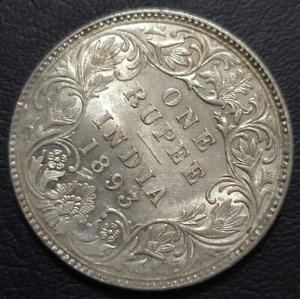 Lustrous British India Victoria Silver Rupee 1893 Bombay High Grade NP7 - Picture 1 of 3