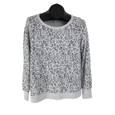 Sudadera para mujer Joie Annora estampado de leopardo talla mediana gris pulóver raglán Foto 1 de 4