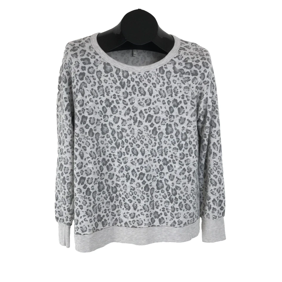 Sudadera para mujer Joie Annora estampado de leopardo talla mediana gris pulóver raglán Foto 1 de 4