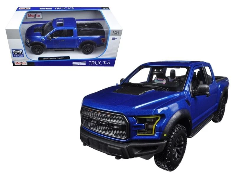 2017 Ford Raptor Pickup Truck Blue Metallic 1/24 Diecast Model Car by Maisto - Image 1 of 1