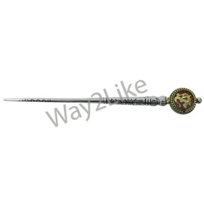 Palillos hechos a mano con moño de metal para mujer, prendedor de Judá étnico indio Om Design Foto 1 de 3