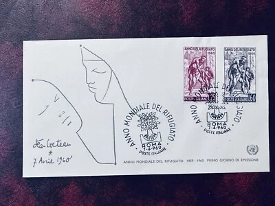 ITALY 1960 FDC WORLD REFUGEE YEAR ROMA POSTMARK - Image 1 of 2