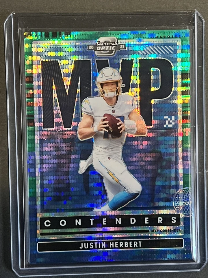 2021 Contenders Optic Chargers Justin Herbert MVP-JHE - SP Green Pulsar #d 07/30 - Image 1 of 2