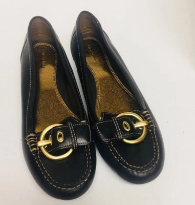 Женские Merona двухцветный, с заклепками, кожаная лодка платье коричневая обувь с пряжкой sz 9 - Изображение 1 из 4