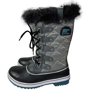 Sorel Tofino Snow Boots Women 9.5 Gray Waterproof QuarryCloud Faux Fur NWT $190 - Picture 1 of 9