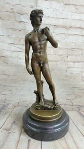Nude European Bronze Figurine Michelangelo`s Statue of David Home Decor figurine - Picture 1 of 7