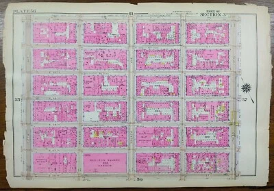 Mapa Nomad Midsouth Manhattan 1916 ciudad de Nueva York Nueva York ~ Antiguo Madison Square Foto 1 de 4
