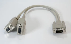 VGA Splitter Cable 1Ft Male to 2XFemale VGA Display Monitor Adapter Y Cable Cord - Picture 1 of 6