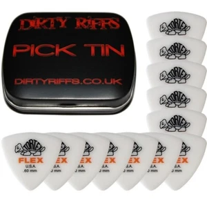 12 x Dunlop Tortex Flex Triangle 0.60mm Guitar Picks Plectrums In a Pick Tin - Picture 1 of 1
