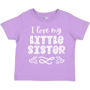 Inktastic I Love My Little Sister With Hearts Toddler T-Shirt Siblings Big Kids - Picture 1 of 10