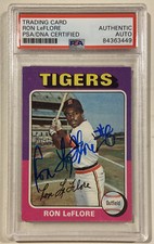 1975 Topps RON LEFLORE Signed Rookie Baseball Card #628 PSA/DNA Detroit Tigers