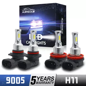 Combo 9005+H11 LED Headlight High Low Beam Bulbs 6500K Xenon White Super Bright - Picture 1 of 16