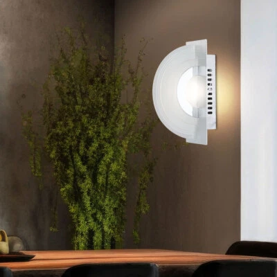 Treppenhausleuchte Lampada da Parete Pavimento LED Vetro Satinato Cromo Alu - Immagine 1 di 4