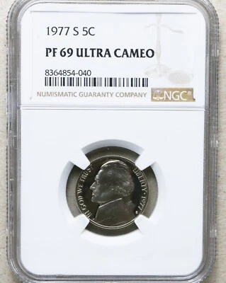 1977 S Proof Jefferson nickel graded by NGC PF 69 ULTRA CAMEO - Image 1 of 2