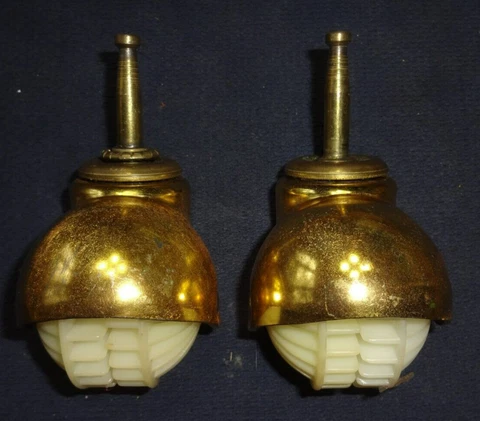 Vintage Plastic Swivel Ball Caster Wheels Lot Of 2 Furniture Parts Cover