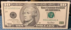 7 of a Kind Serial #! 2001 $10 Minneapolis district Federal Reserve Note GEM UNC - Picture 1 of 3