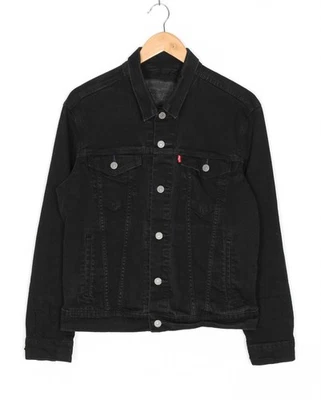LEVI’S Negro Stretch Denim Trucker Chaqueta Hombres Talla M MJ6037 - Imagen 1 de 4