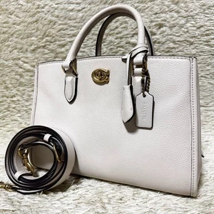 Bolso Cartera COACH CE732 Cuero Blanco con Correa para el Hombro - Herrajes Dorados - Imagen 1 de 14
