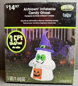 Gemmy Airblown Inflatable Candy Ghost 3.5 ft Halloween Decoration LED New In Box - Picture 1 of 7