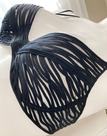 La Perla silk bra IT3 36B black soutache vintage bralet top