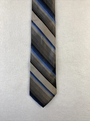 Savile Row Men’s Striped 100% Silk Tie Gray Black Blue EUC 59” - Image 1 of 4