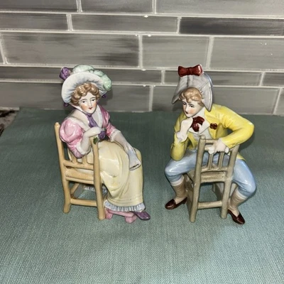 Antigua pareja sentada victoriana rara Grafenthal 1885 de porcelana 9579 Foto 1 de 4