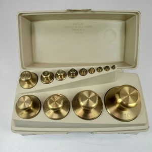 Vintage Ohaus Lab Scientific Metric Weigh Calibration Brass Weight Set - Picture 1 of 14