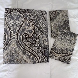 Pottery Barn Gray Tan Paisley Damask King Duvet Cover & 2 Standard Pillow Shams - Picture 1 of 11