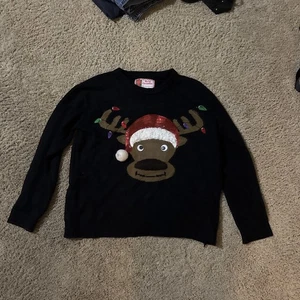 Frohe Weihnachten Rentier großer schwarzer Pullover Oma USA kastig - Bild 1 von 6
