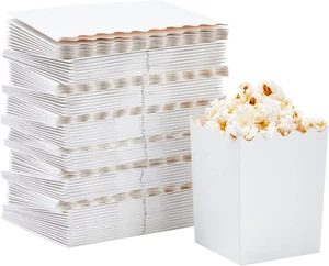 Confezione da 100 Mini Scatole Popcorn per Festa, Contenitori Popcorn Bianchi Bulk per Film N - Foto 1 di 9