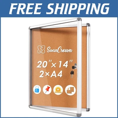 Compact SWANCROWN Enclosed Noticeboard with Lock - 20" x 14" Wall Display - Image 1 of 4
