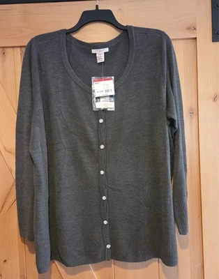 ¡Nuevo! Cárdigan Covington Plus Talla 24/26 Gris Estrás Botón Foto 1 de 4