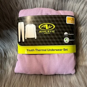 Athletic Works Thermal Underwear Set Girl Size Large 10-12 Purple 2 Piece Pajama - Picture 1 of 6