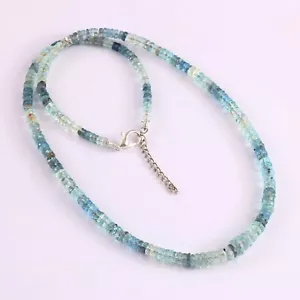 Genuine Aquamarine Gemstone Necklace 925 Sterling Silver Handmade Jewelry 1115 - Picture 1 of 10