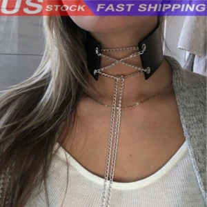 Mujer Cuero PU Arnés Punk Gótico Gargantilla Harajuku Collar Cinturones Fetiche - Imagen 1 de 4
