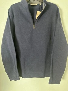 Peter Millar Sweater Mens Large Navy Crown Fleece Golf 1/4 Zip MF23K60 Pullover - Picture 1 of 11