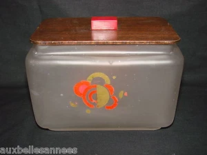 Old Glass Art Deco Biscuit Jar / Cake Candy Bucket - Picture 1 of 7