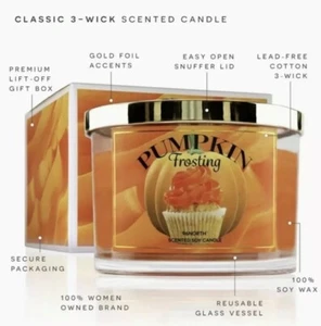 96North Pumpkin 3 Wick Candle-Fall Pumpkin Frosting Scented NEW - Picture 1 of 5