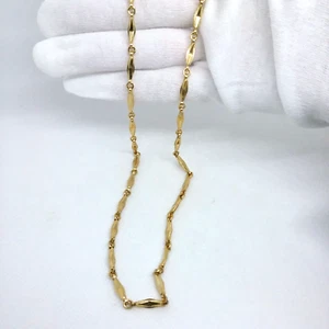Vintage gestempelte einzelne Glieder goldfarbene Kette Halskette geprägtes gebogenes Design - Bild 1 von 12
