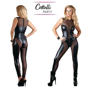 Cottelli Collection Party Jumpsuit Hot Overall Schwarz Overall Wetlook BDSM Damen - Bild 1 von 9