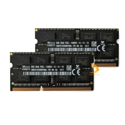 SK Hynix 2x 8GB 2RX8 DDR3 1600MHz PC3L-12800 SODIMM Laptop RAM Memory 1.35V - Image 1 of 4